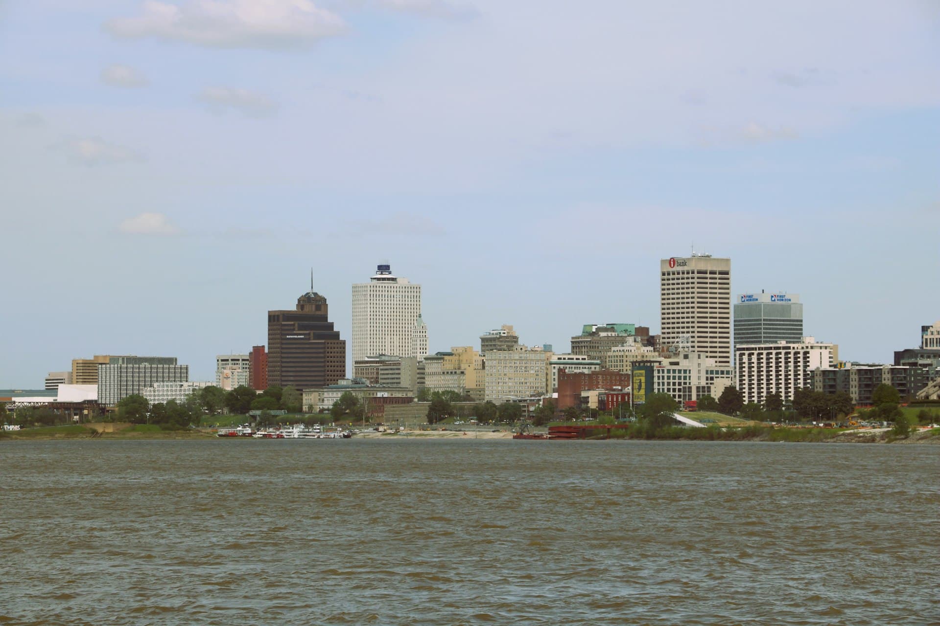 Downtown Memphis skyline viewed from the Mississippi River